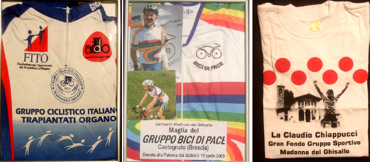 maglie donate al Santuario della Madonna del Ghisallo